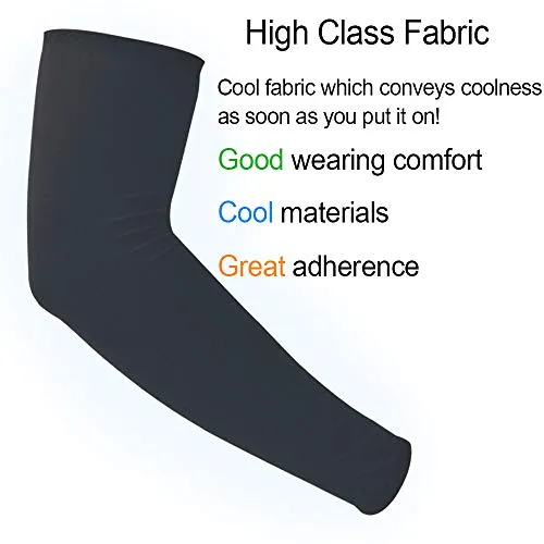 2 Pairs UV Sun Protection Cooling Arm Sleeves for Cycling, Running, Golf, Driving Sleeves for Men & Women (White   Gray)