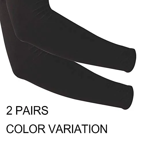 2 Pairs UV Sun Protection Cooling Arm Sleeves for Cycling, Running, Golf, Driving Sleeves for Men & Women (White   Gray)