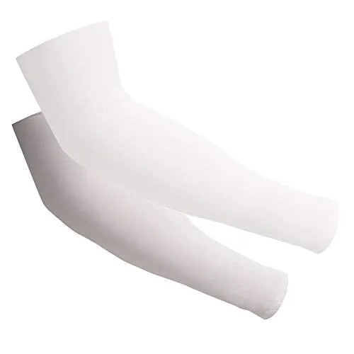 2 Pairs UV Sun Protection Cooling Arm Sleeves for Cycling, Running, Golf, Driving Sleeves for Men & Women (White   Gray)