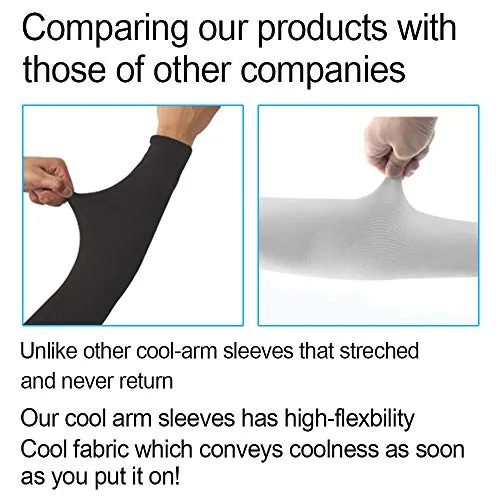 2 Pairs UV Sun Protection Cooling Arm Sleeves for Cycling, Running, Golf, Driving Sleeves for Men & Women (White   Gray)