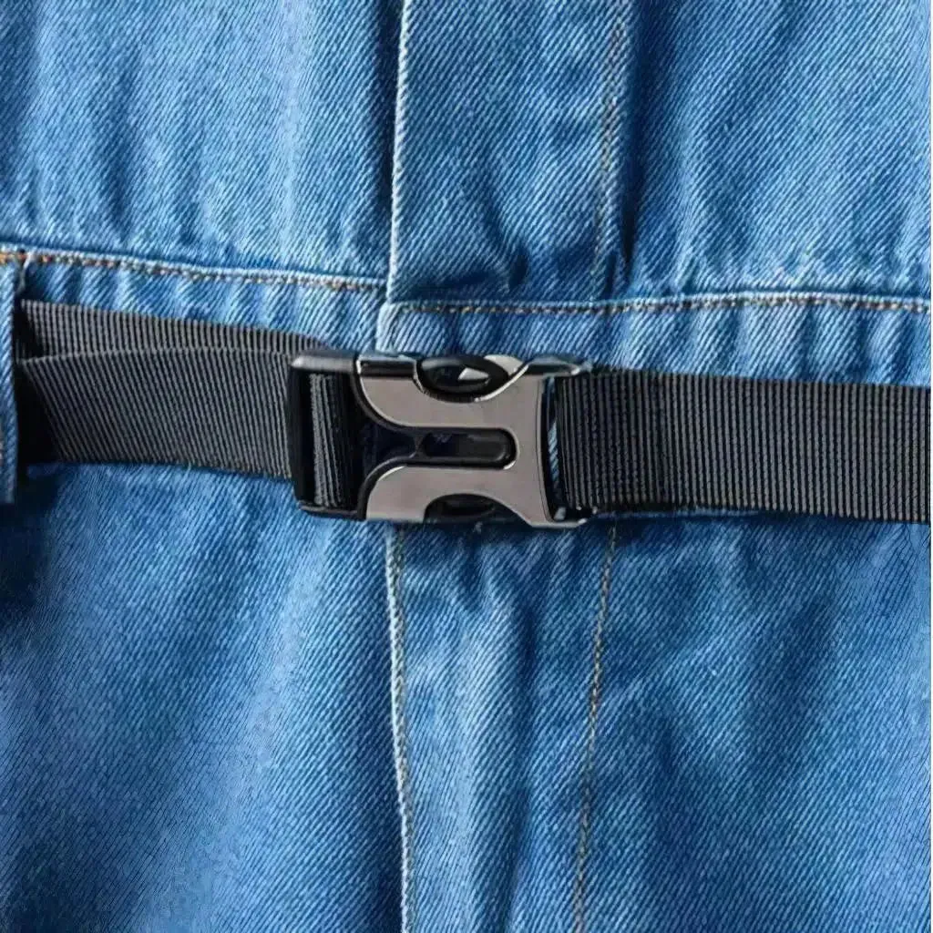 90s light-wash men's denim jumpsuit