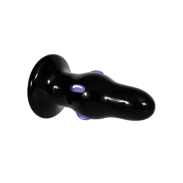 Adam & Eve Rear Rocker Vibrating Glass Anal Plug - Black