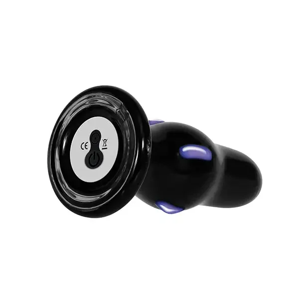 Adam & Eve Rear Rocker Vibrating Glass Anal Plug - Black