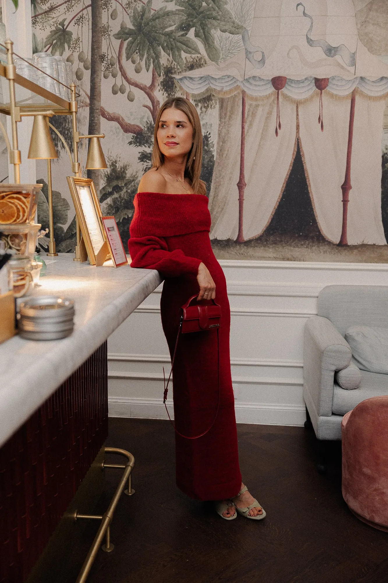 AlphaGZ off shoulder dress haute red melange
