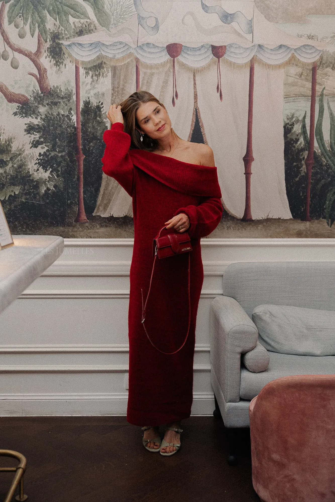 AlphaGZ off shoulder dress haute red melange