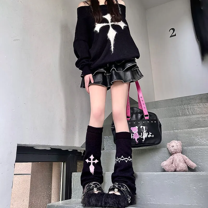 Alt girl y2k cross leg warmers