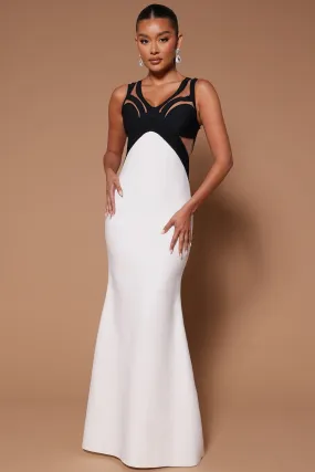 Alyssa Bandage Maxi Dress - Black/White
