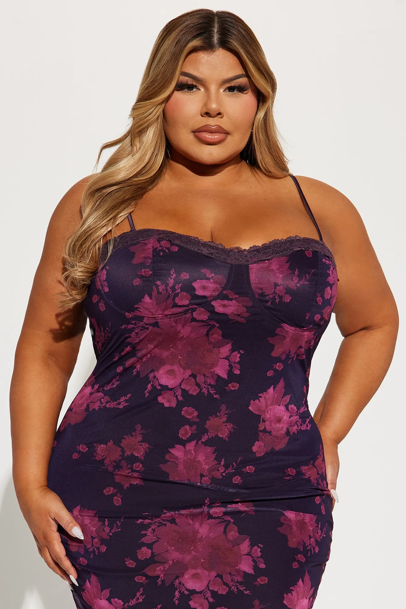 Amelia Mesh Maxi Dress - Purple/combo