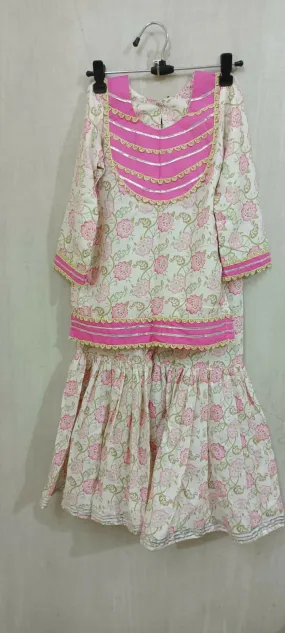 Beautiful Pink Floral Print Garara Set for a Cute Baby Girl