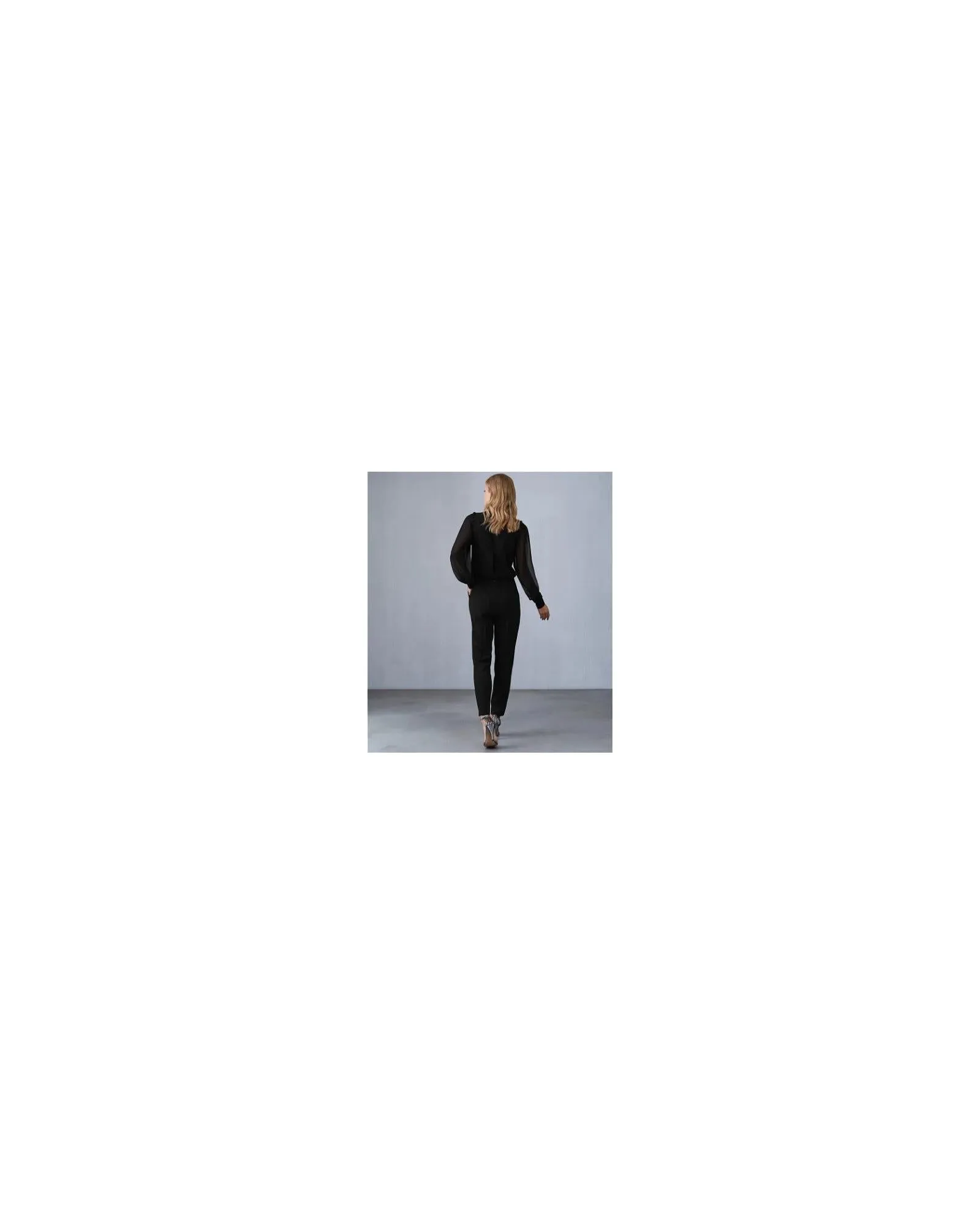 Black Button Detail Jumpsuit with Bell Sleeves
