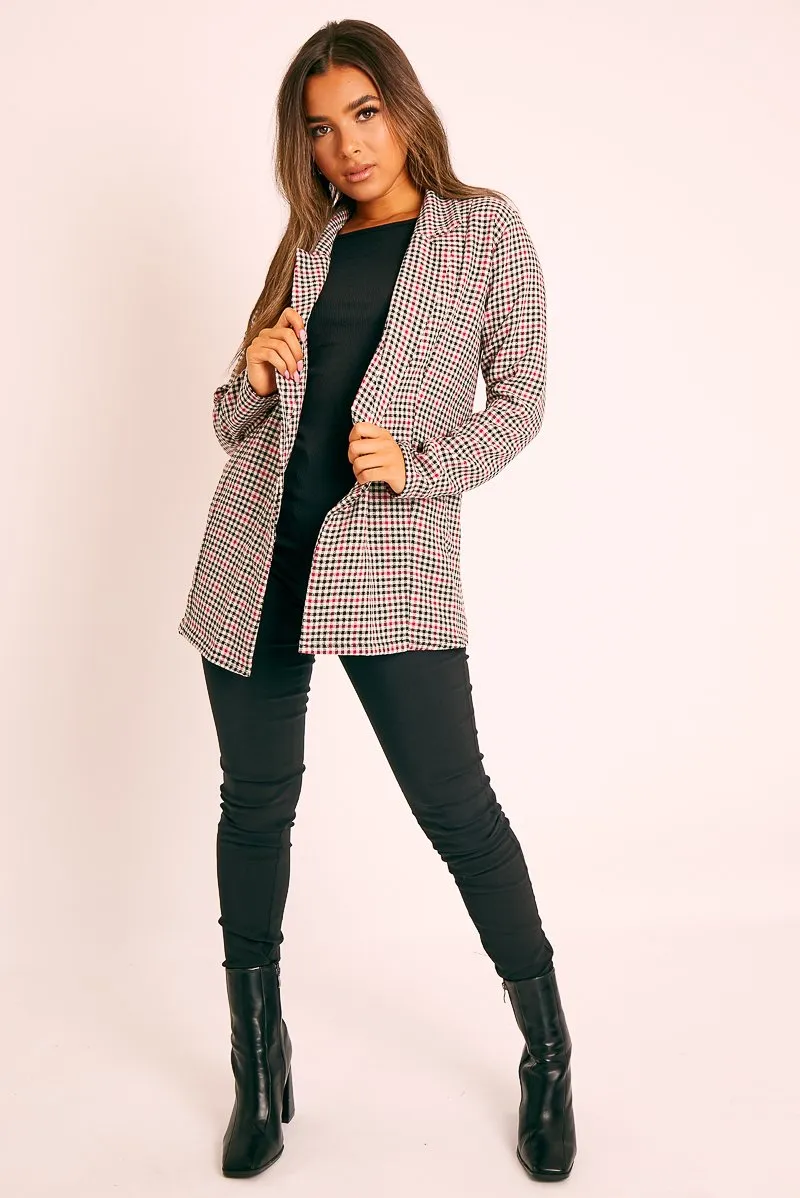 Black Red Gingham Print Blazer - Hollie