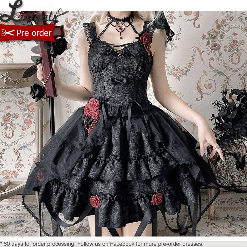 Bleeding Rose ~ Gothic Lolita Corset Top & Skirt Set by Alice Girl ~ Pre-order