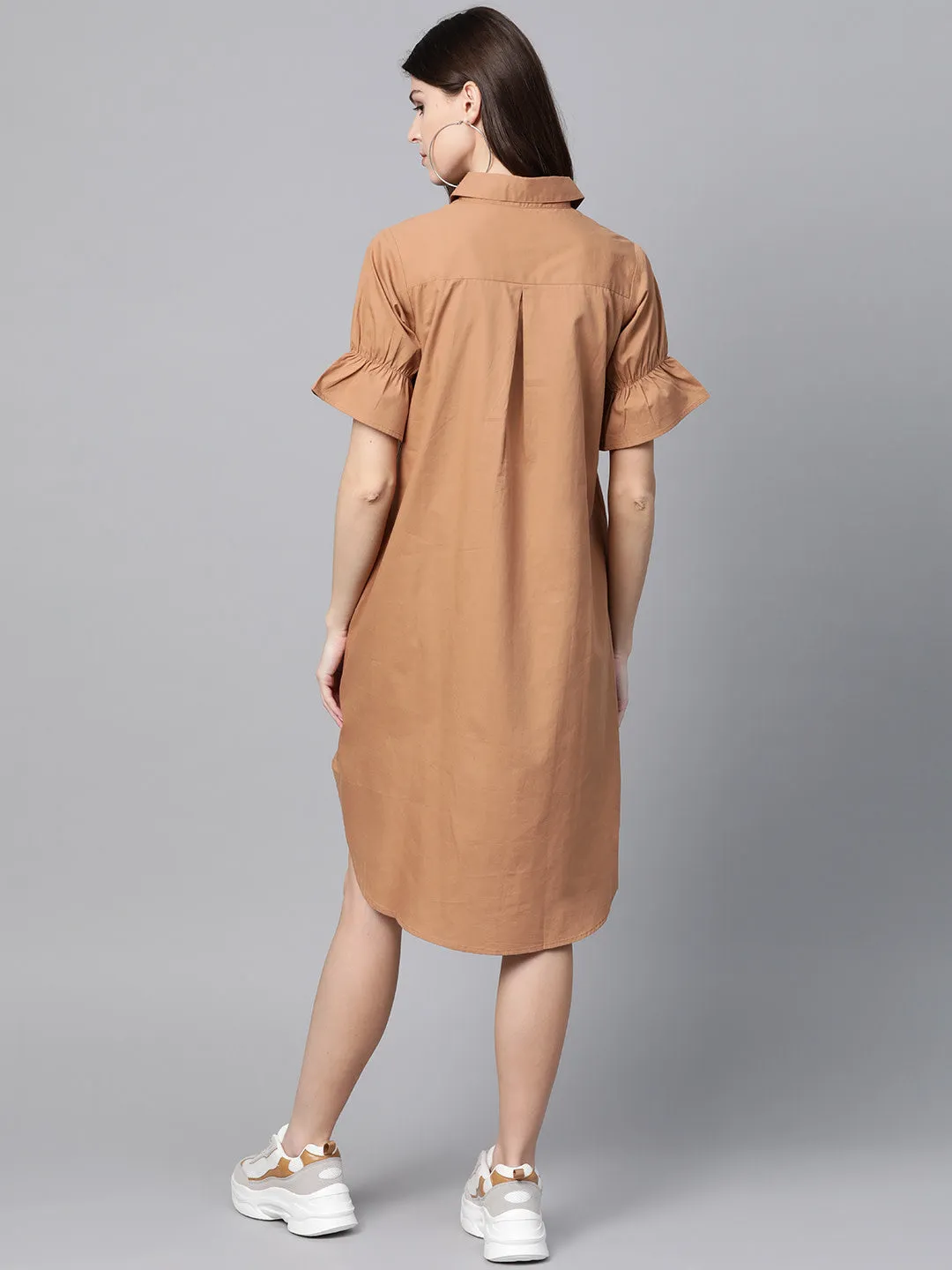 Brown High Low Shirt Dress