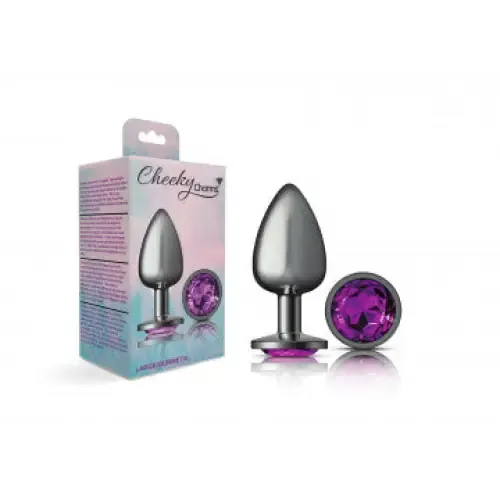 Cheeky Charms Round Purple Large Gunmetal Butt Plug