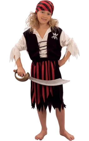 Childrens Striped Pirate Girl Costume
