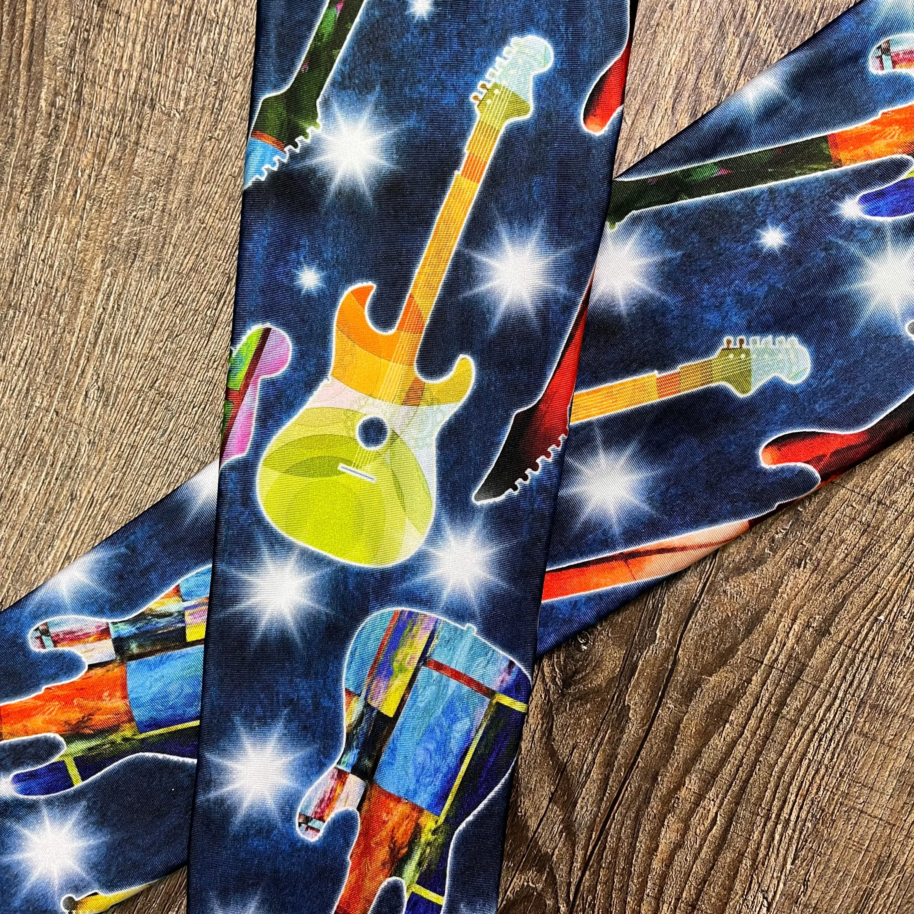 Compression Arm Sleeves in Guitar Rock n Roll Print Spandex