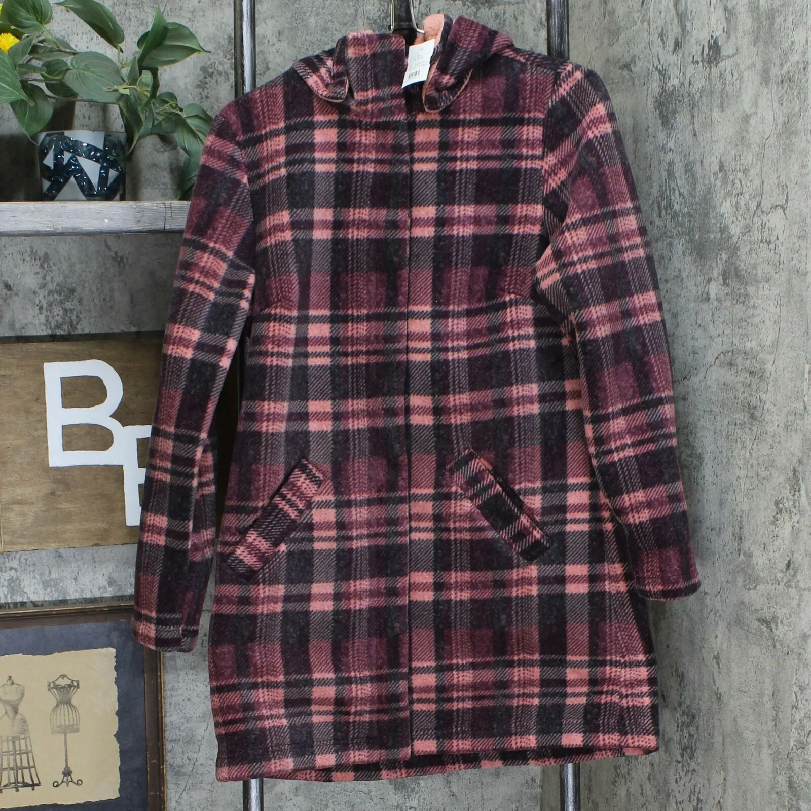 Denim & Co. Women's Fleece Bonded To Sherpa Coat with Detachable Hood