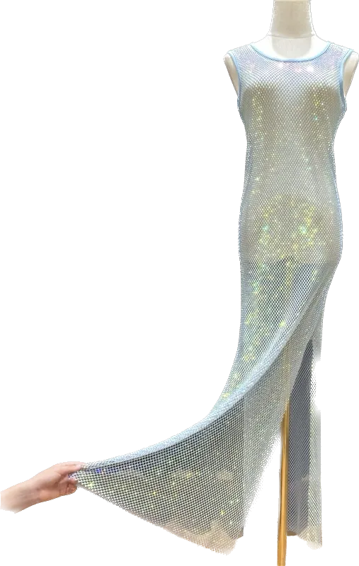 Diamond mesh Round neck maxi dress ( 4 color options)