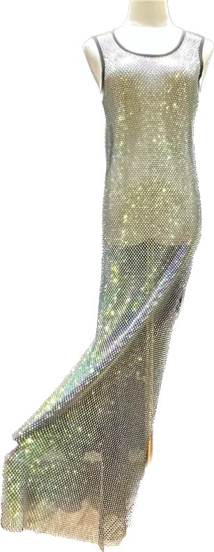Diamond mesh Round neck maxi dress ( 4 color options)