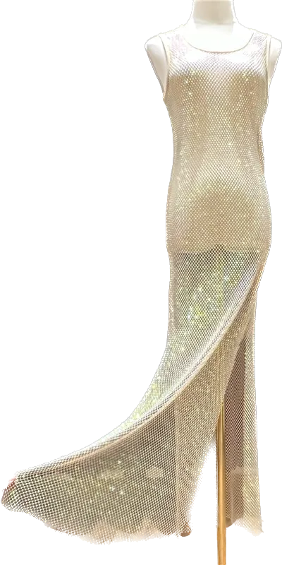 Diamond mesh Round neck maxi dress ( 4 color options)
