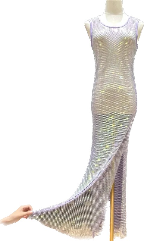 Diamond mesh Round neck maxi dress ( 4 color options)