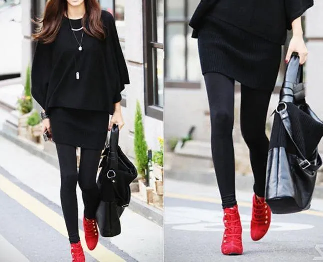 Double Layers Bamboo Charcoal and Cotton Winter Leggings
