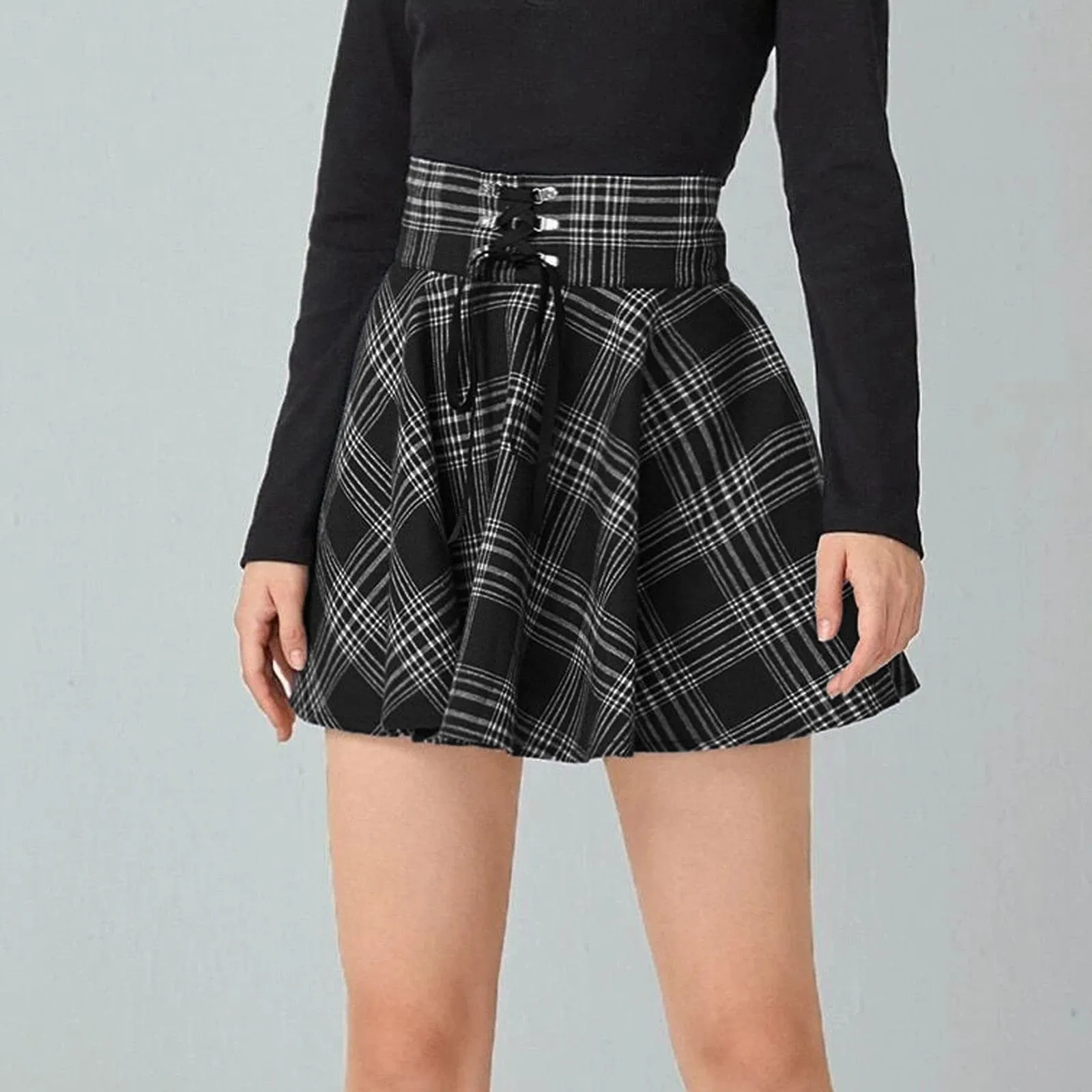Funki Buys | Skirts | Women's Gothic Retro Punk Plaid Mini Skirt