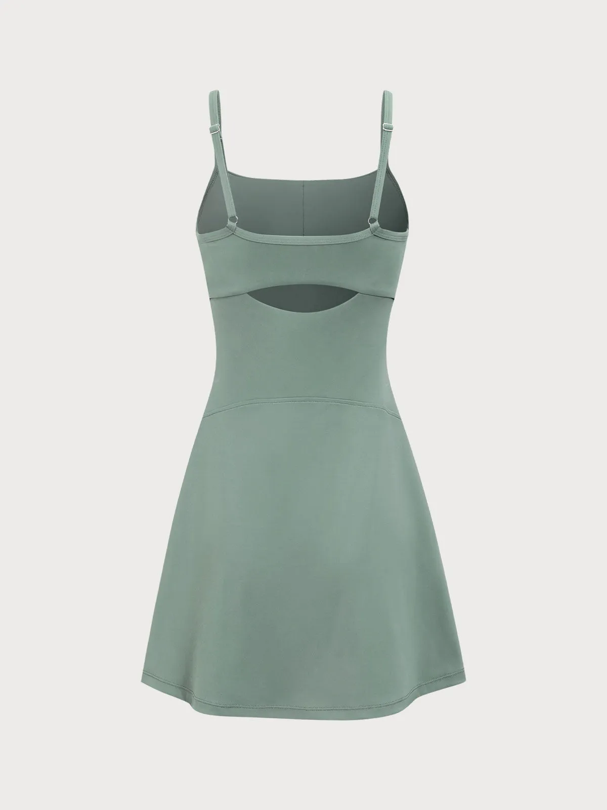 Grey Green Cut Out Dress - Light Support