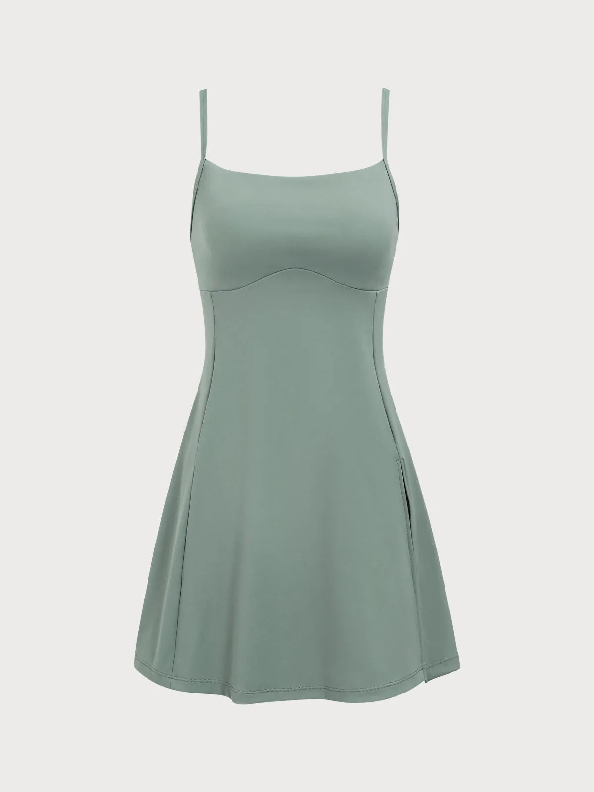 Grey Green Cut Out Dress - Light Support