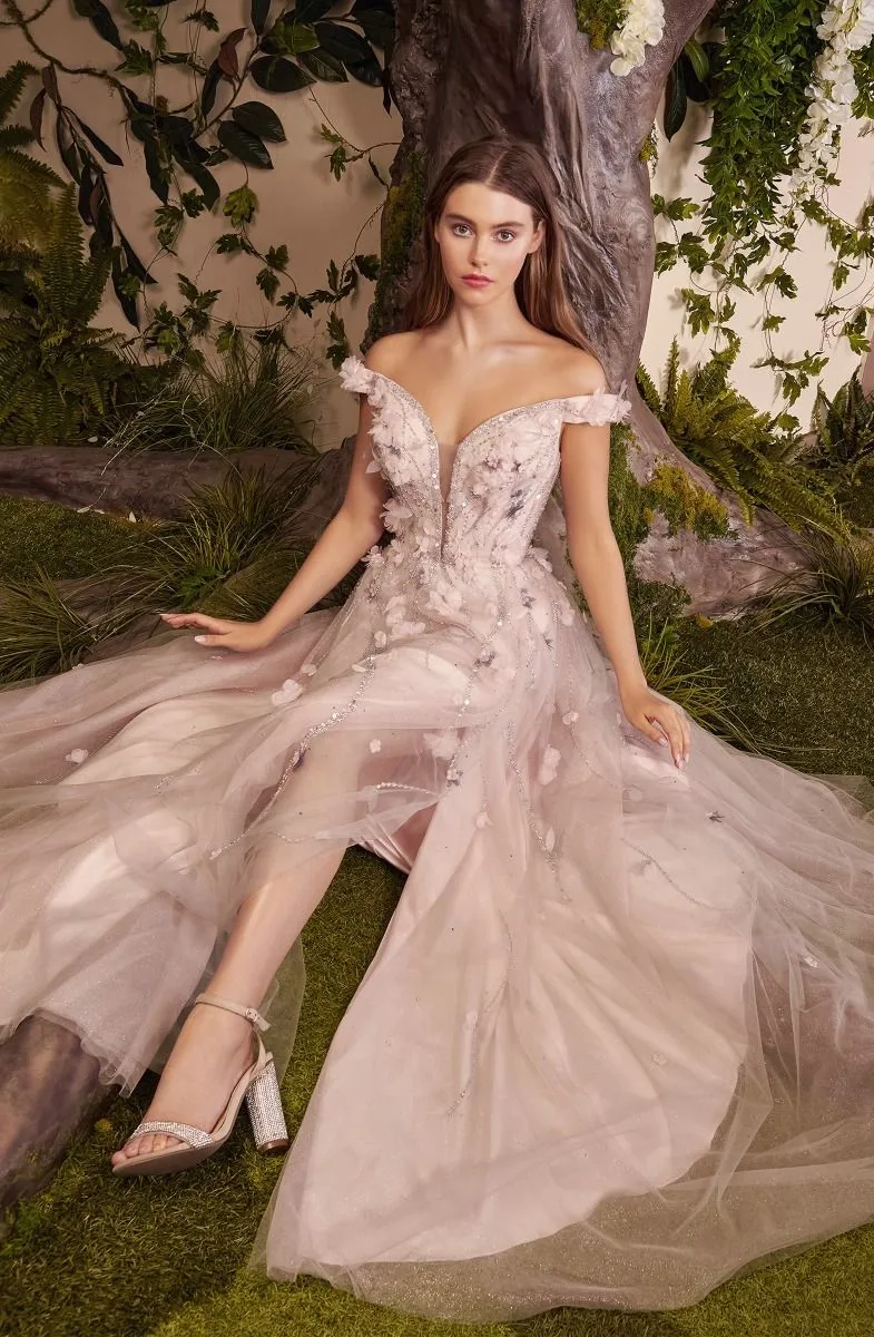 HANNAH BLOSSOM APPLIQUE GOWN CDA1041