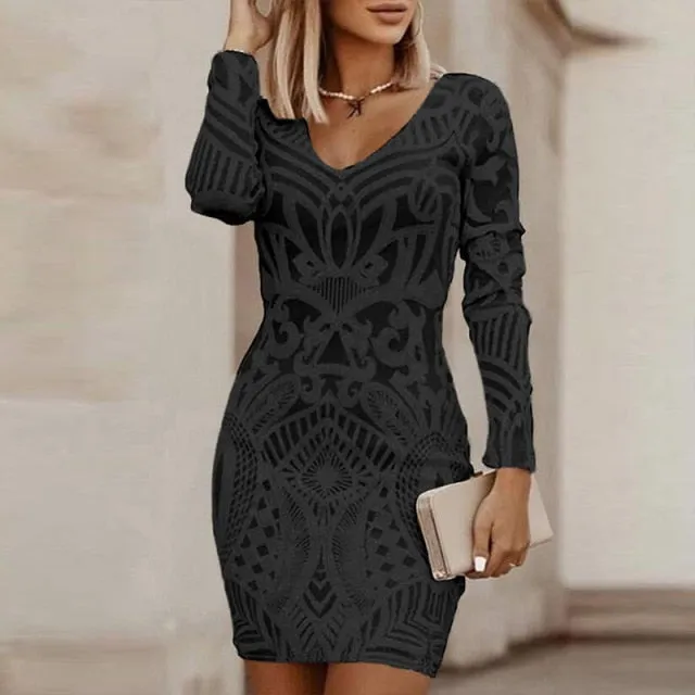 Her Majesty Patchwork Print V-Neck Dress