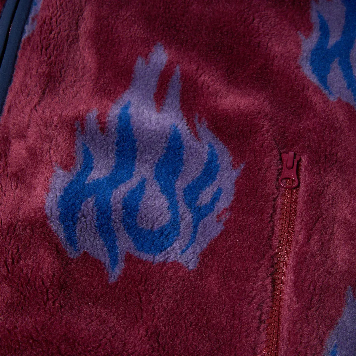 Huf - Flamin' Zip Sherpa Fleece Jacket - Berry