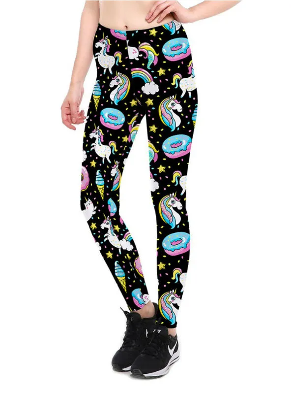 Ice Cream God Horse Leggings Print Fitness Legging