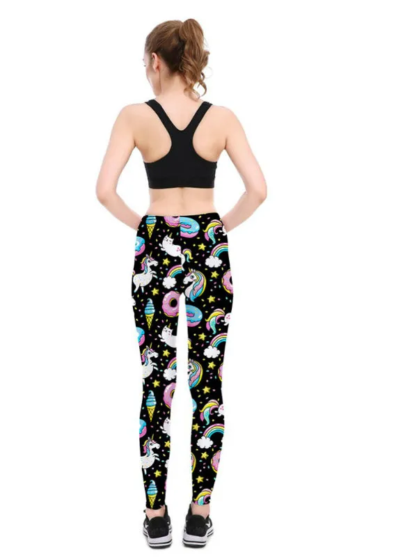 Ice Cream God Horse Leggings Print Fitness Legging