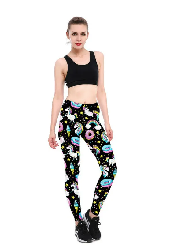 Ice Cream God Horse Leggings Print Fitness Legging