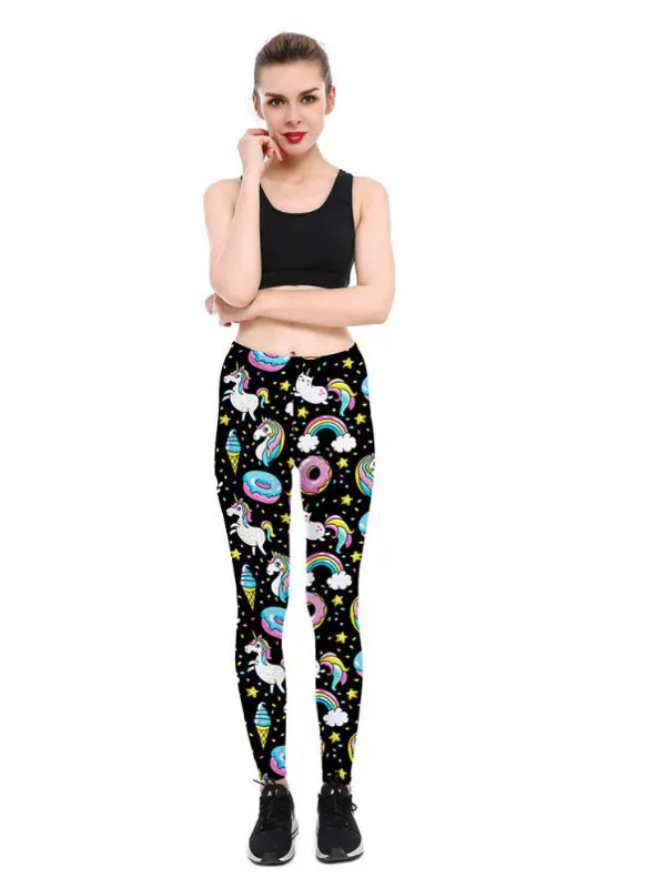 Ice Cream God Horse Leggings Print Fitness Legging