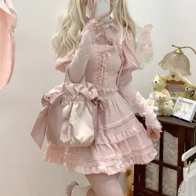 Kaede's Tea Room      Corset Top with Optional Cardigan and Skirt  Set Kawaii Academia Y2K Cottagecore Coquette Fairycore Dollette Princesscore Bottoms