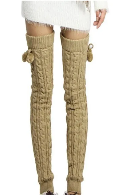 Knit Leg Warmers with Pom Poms