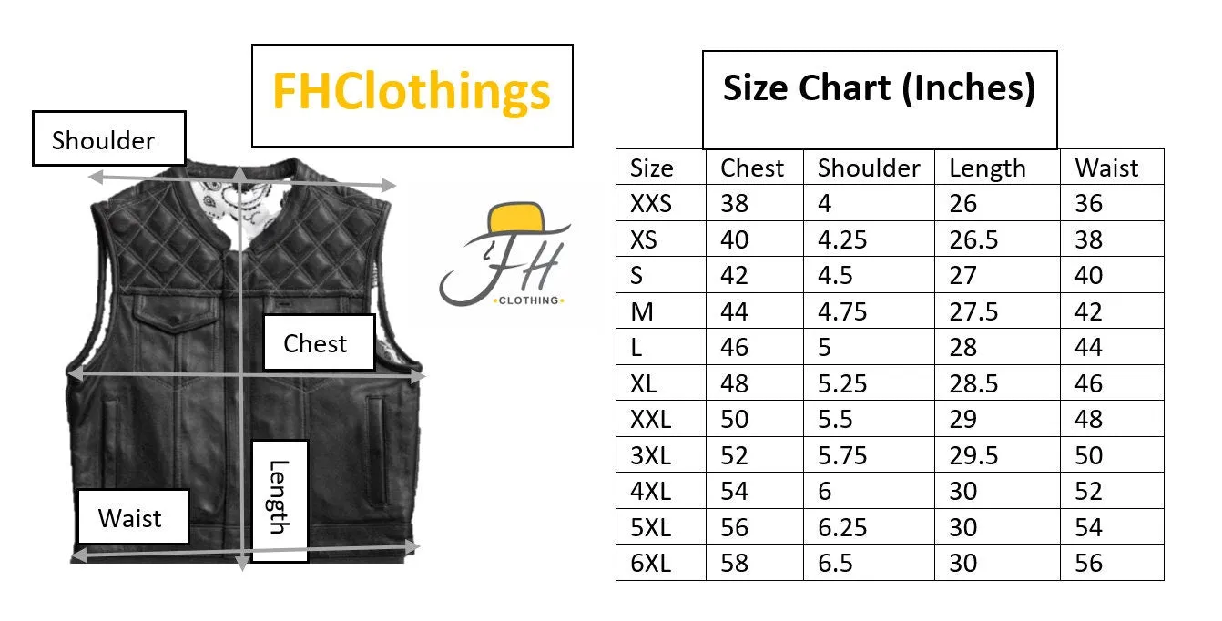 Leather Vest ,Mens Hunt Club Black Red Paisley Leather Build Denim Style Ride Motorcycle Vest