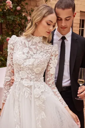 LONG SLEEVE LACE WEDDING BALL GOWN  CDCDS433W
