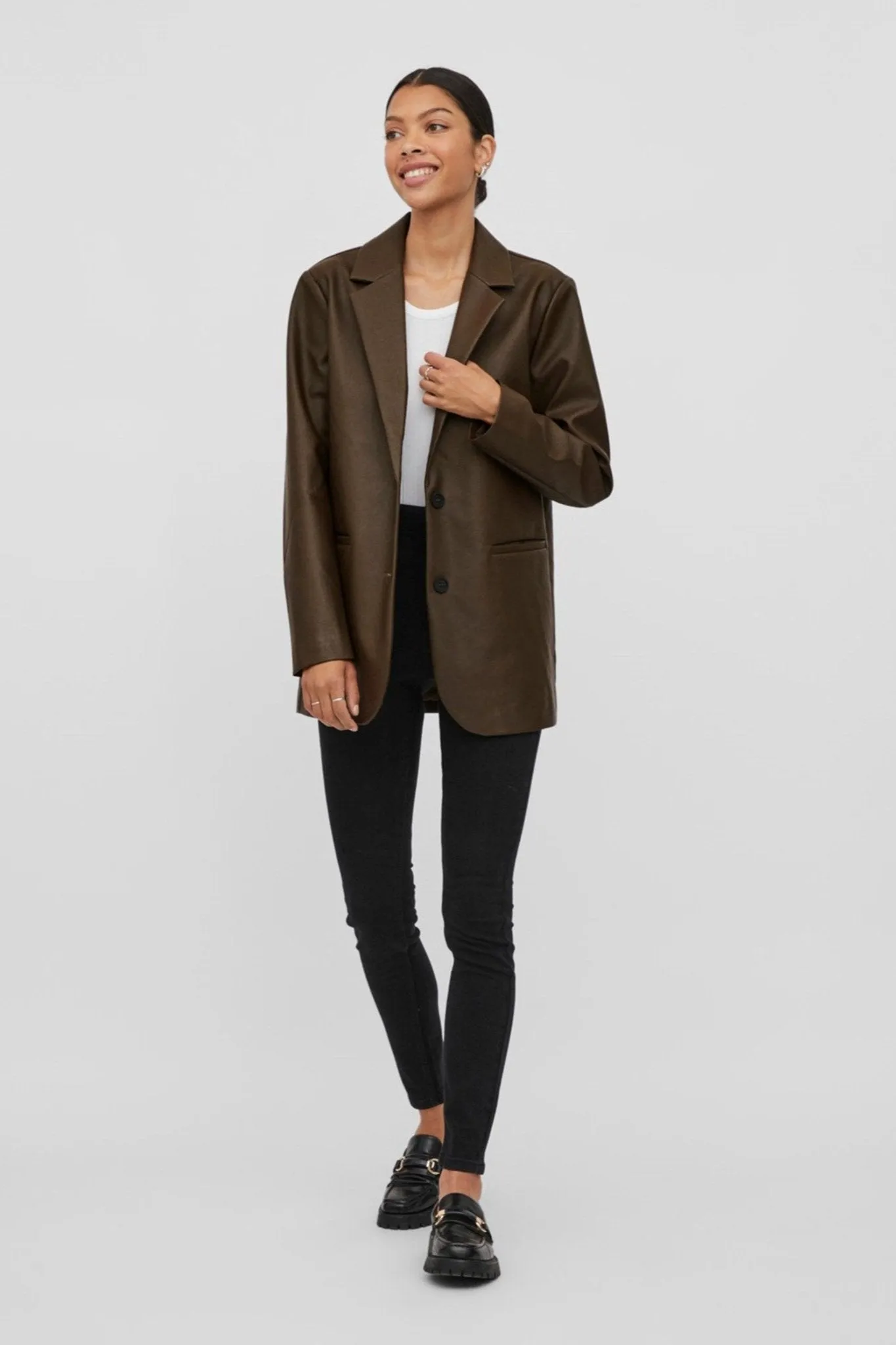Maya Coated Blazer - Demitasse