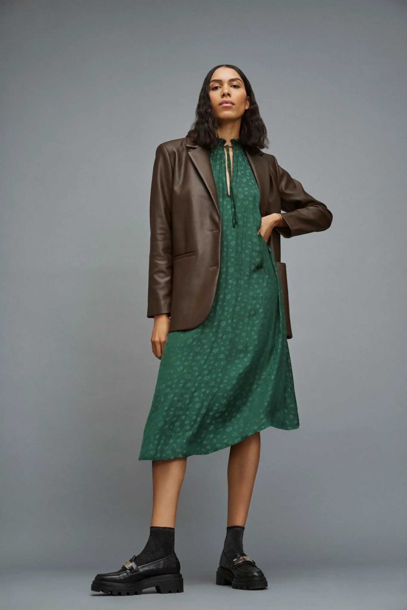 Maya Coated Blazer - Demitasse