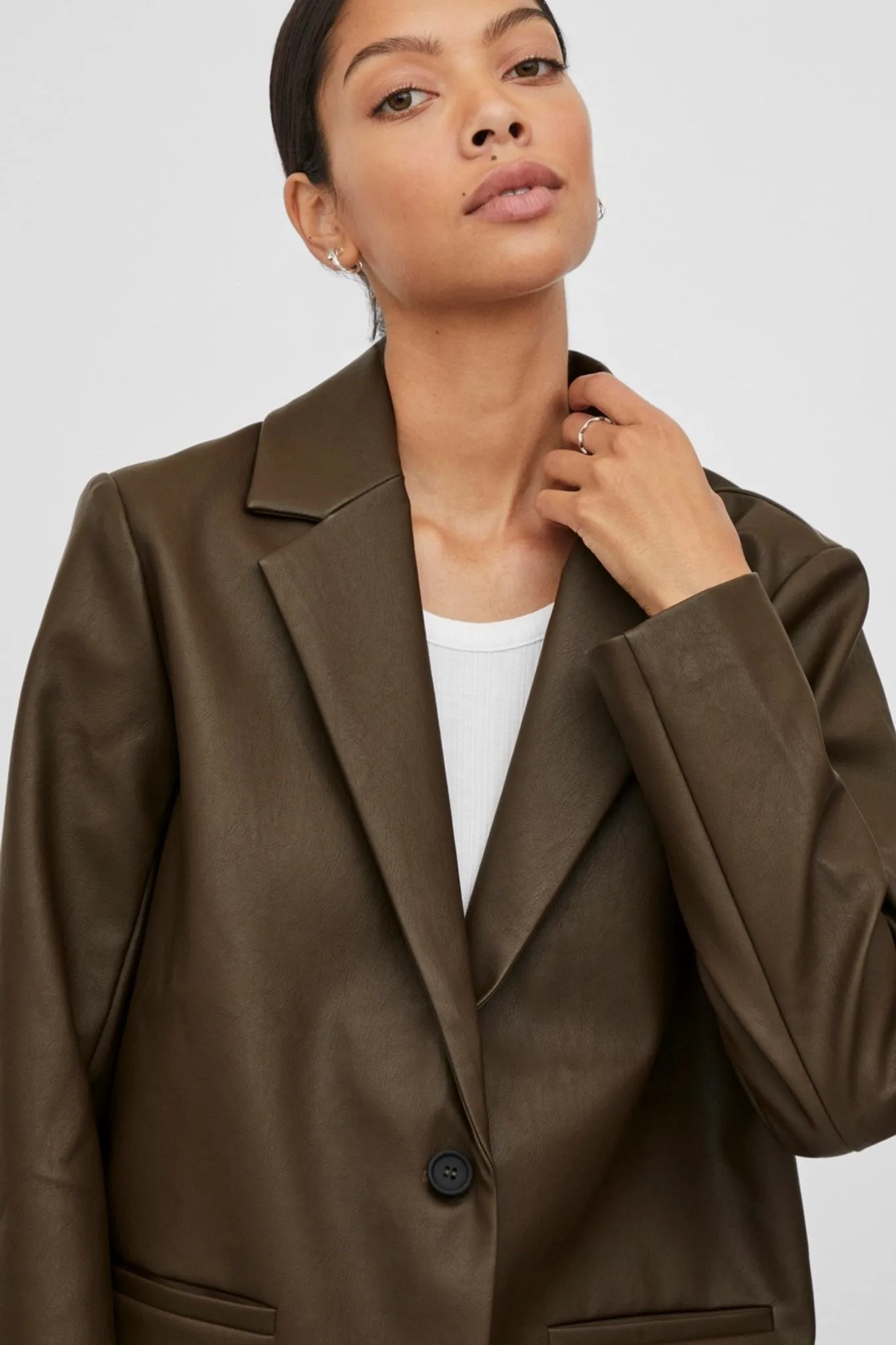Maya Coated Blazer - Demitasse