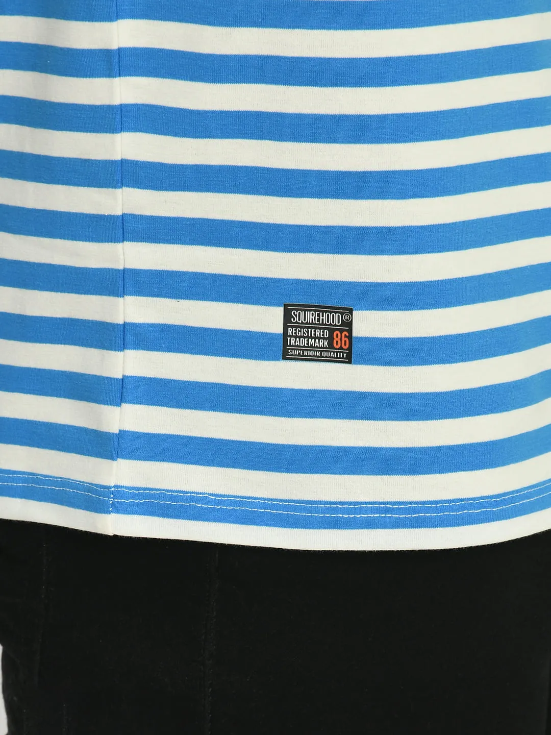 Men's Blue White Striped Knitted T-Shirt