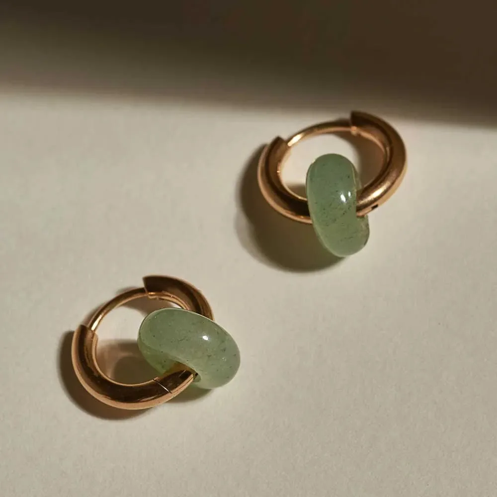 Mint Agate Hoops in Gold or Silver by A Weathered Penny