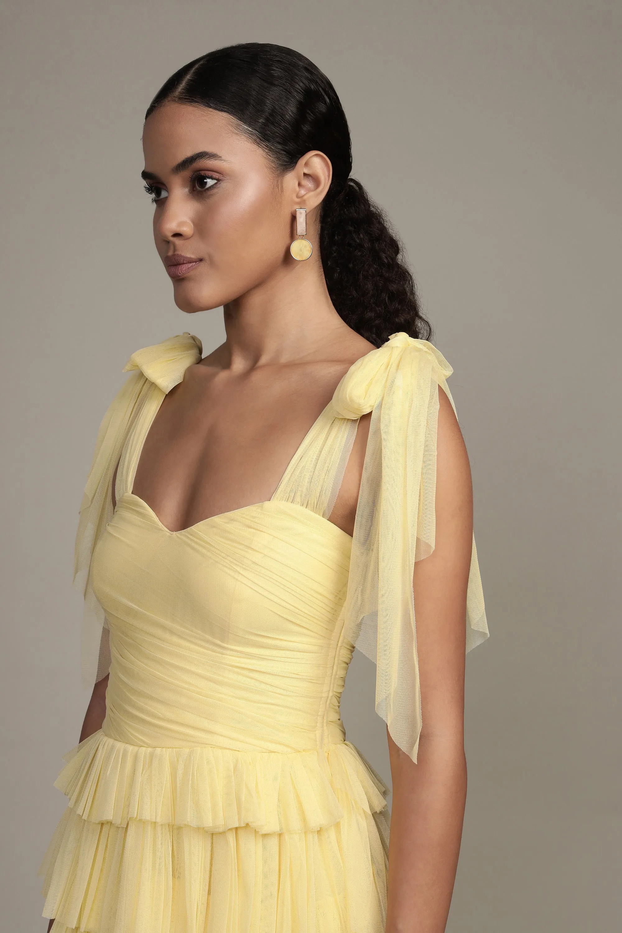 Ophelia Yellow Maxi Dress with Tie Detail