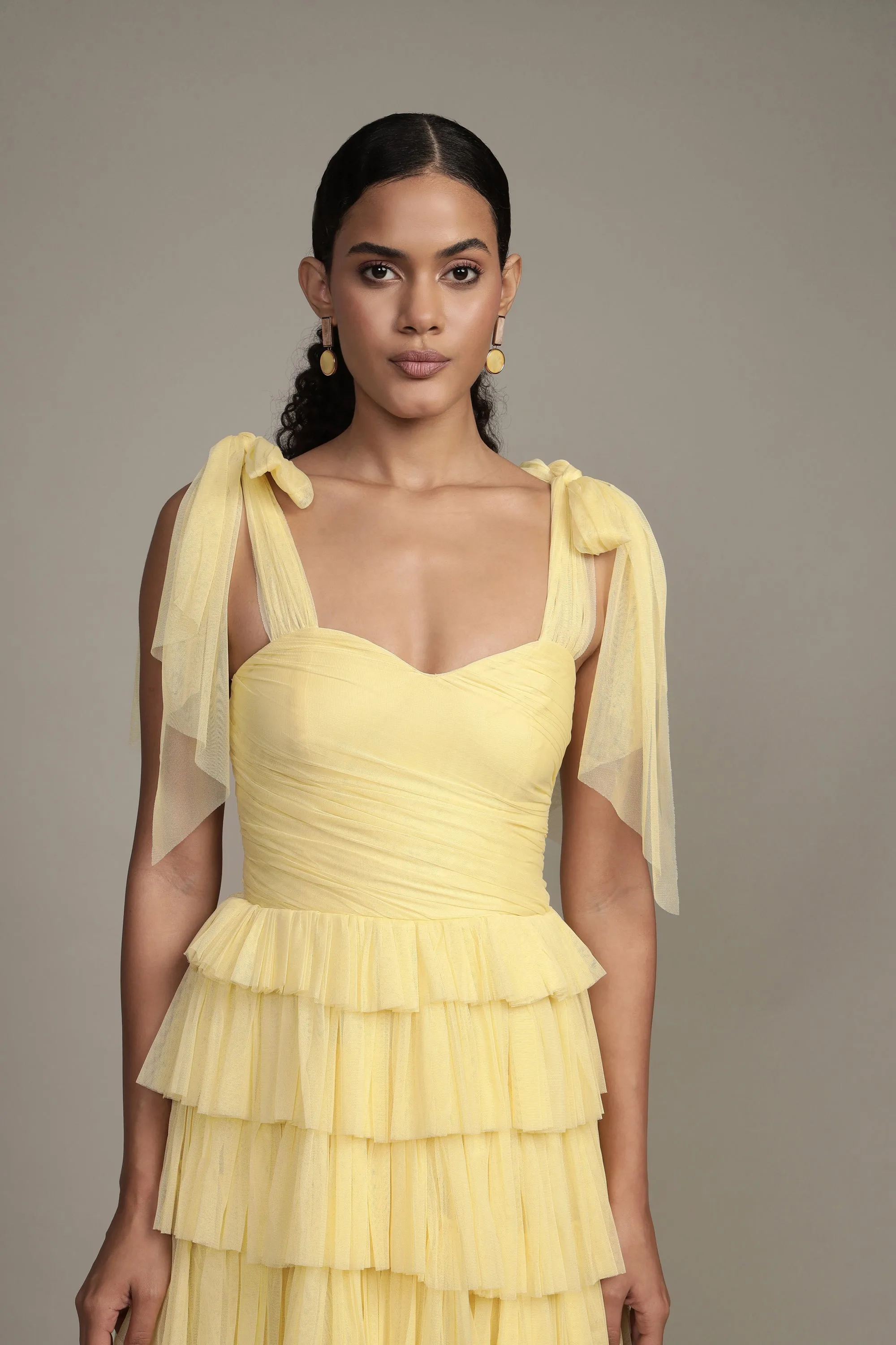 Ophelia Yellow Maxi Dress with Tie Detail