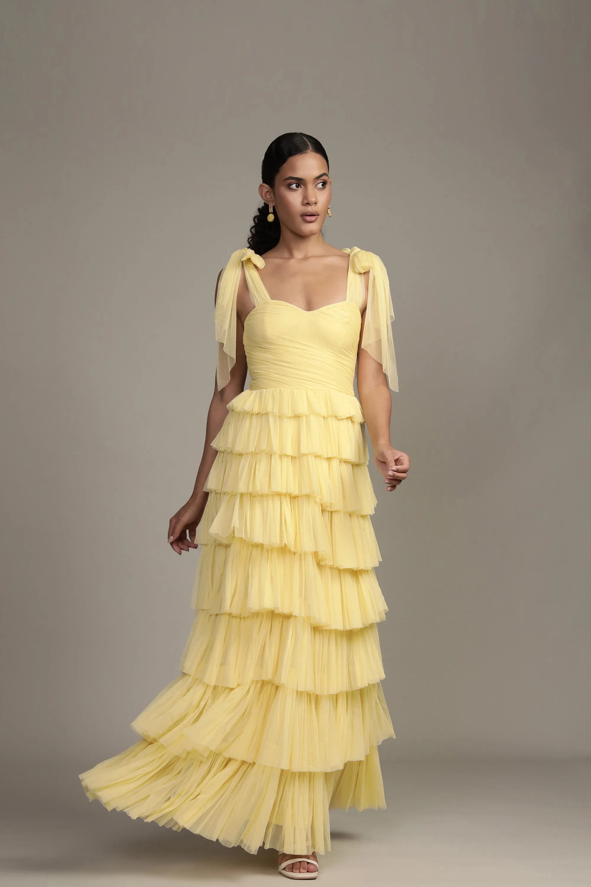 Ophelia Yellow Maxi Dress with Tie Detail