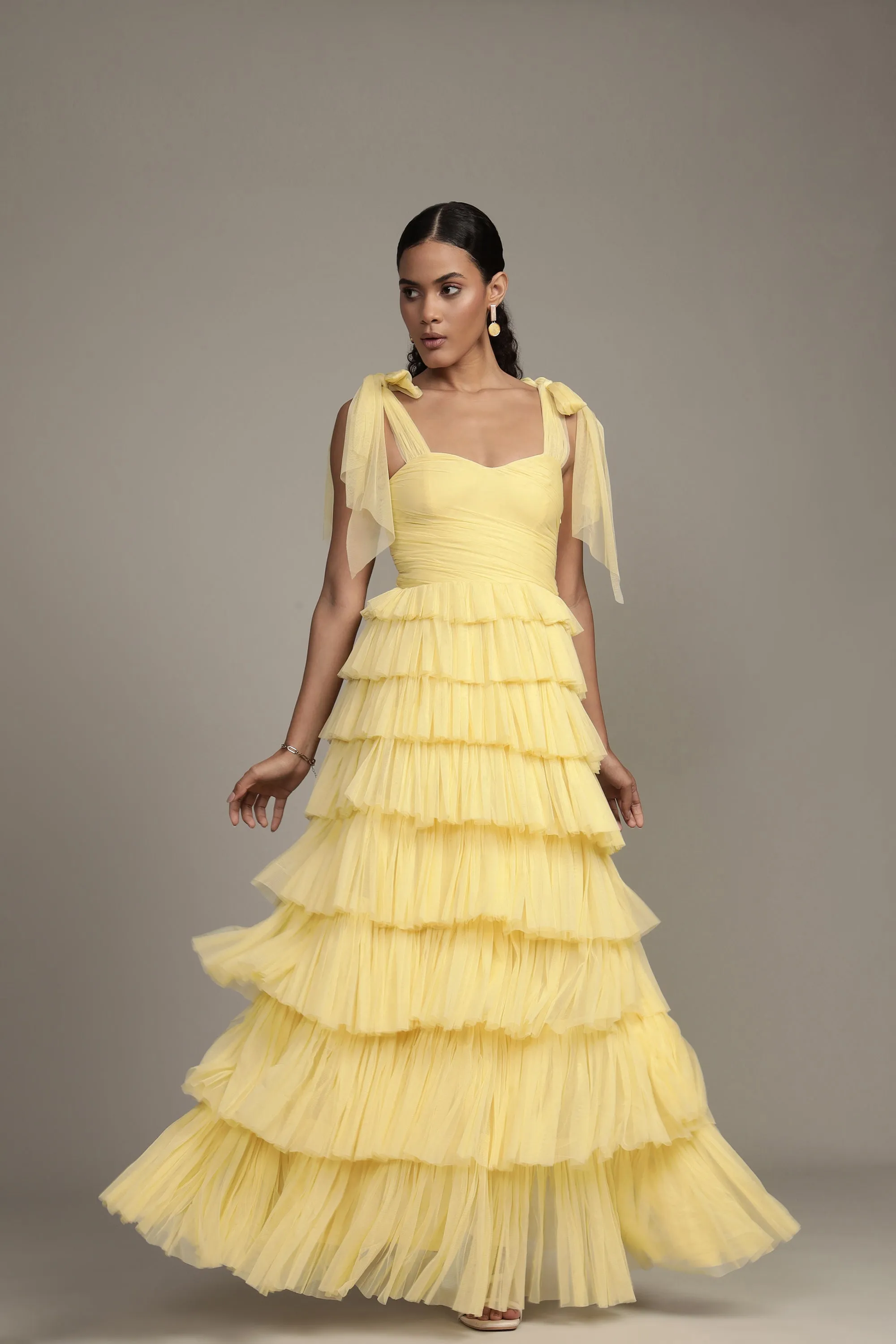 Ophelia Yellow Maxi Dress with Tie Detail