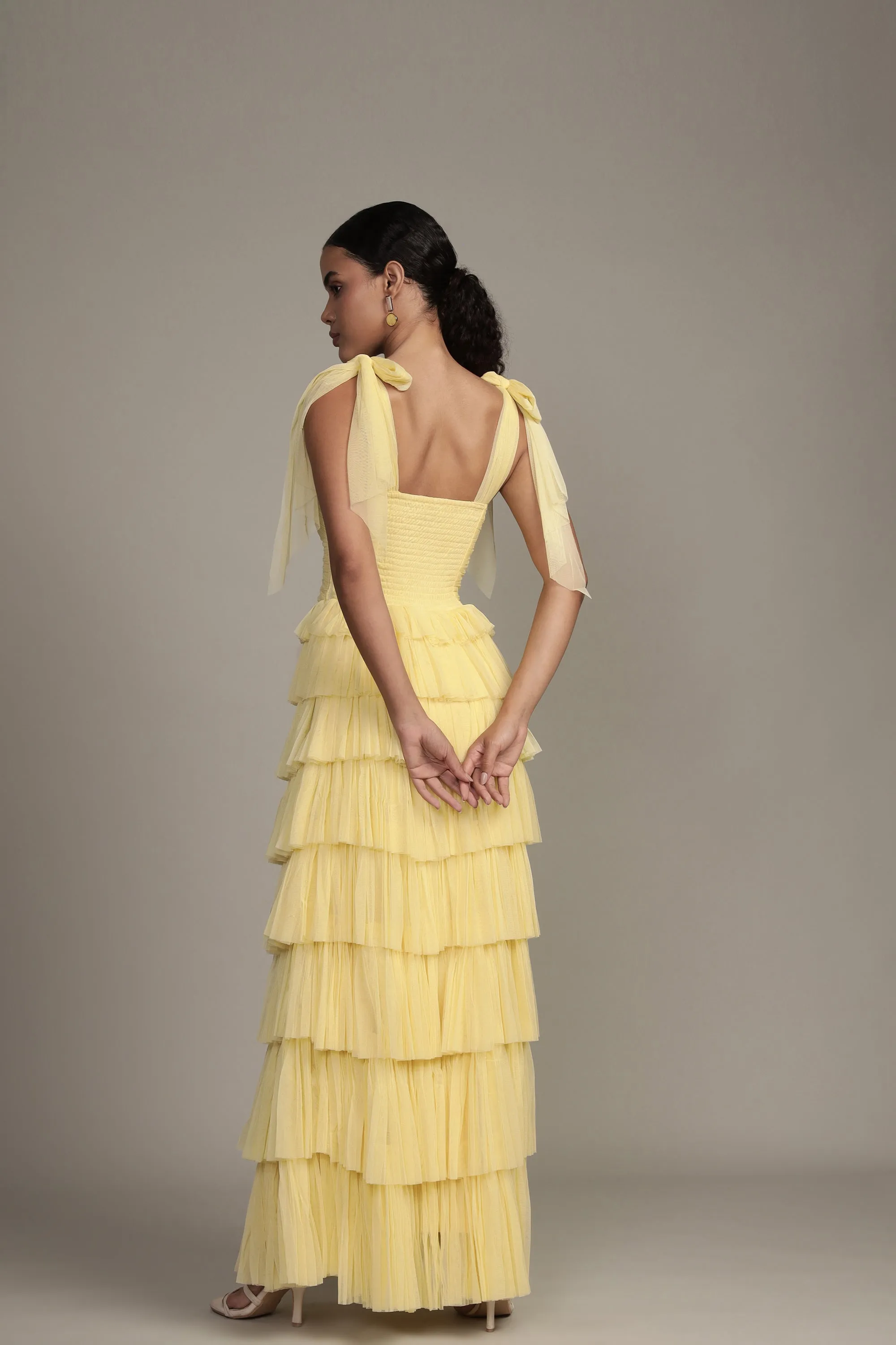 Ophelia Yellow Maxi Dress with Tie Detail